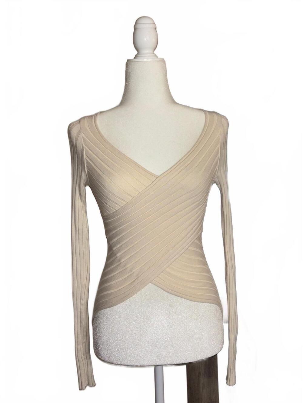 Urban Outfitters Faux Wrapped Ribbed Long Sleeve Top